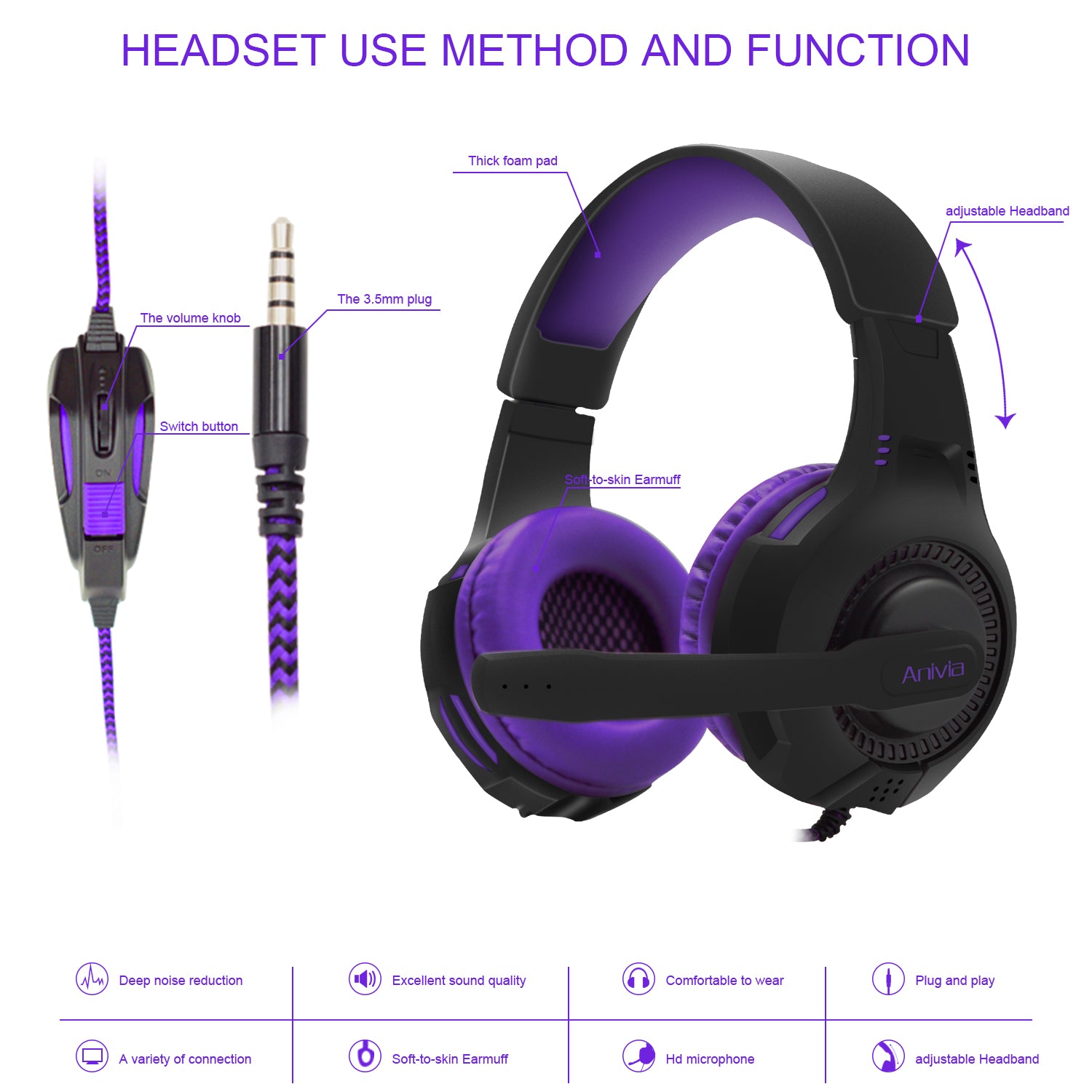 SADES AH-68 Over Ear Gaming Headphone Wired Stereo Gamer Headset with Mic Volume Control SADES AH-68 Over Ear Gaming Headphone Wired Stereo Gamer Headset with Mic Volume Control